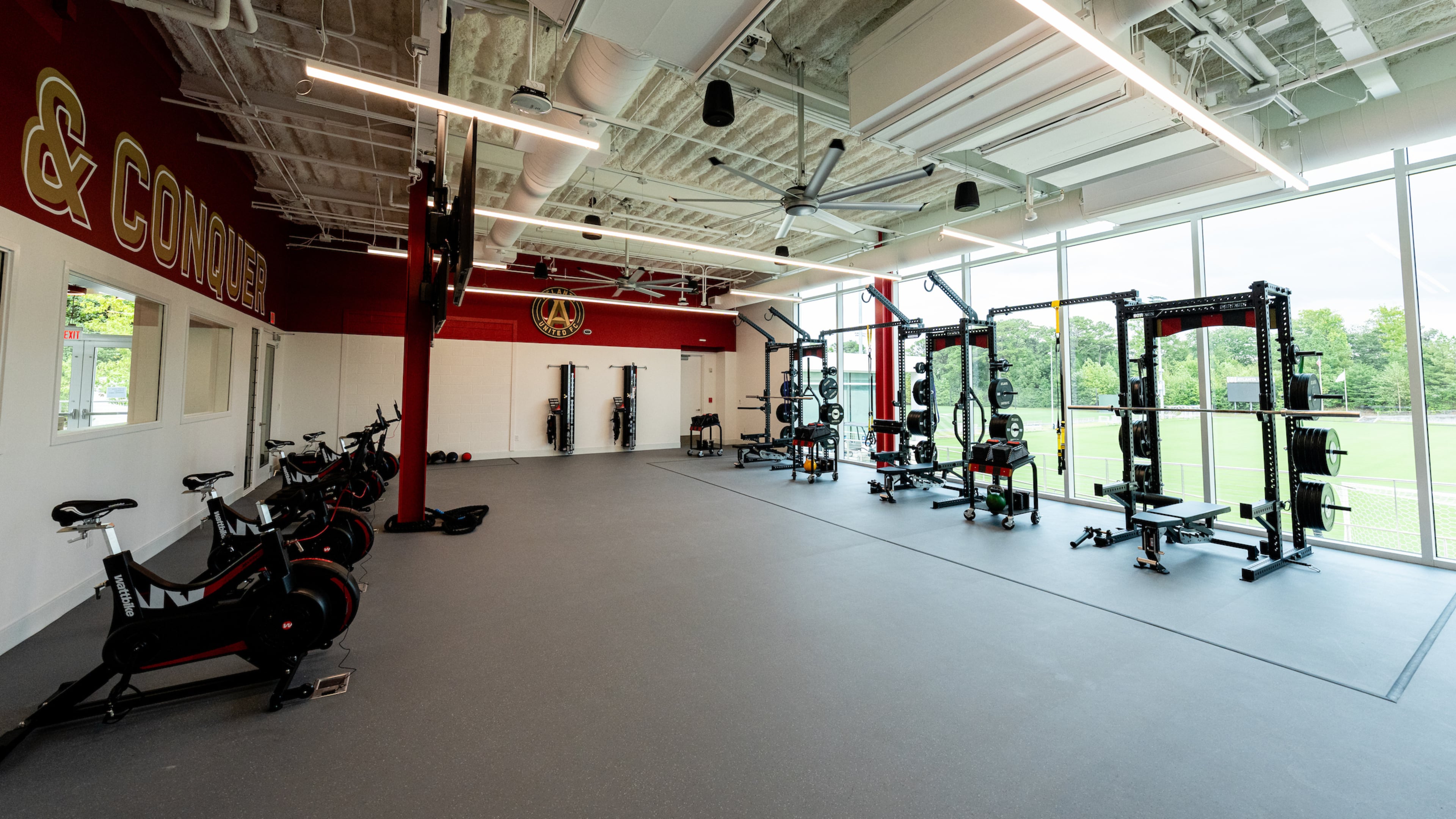 Among the new amenities that are part of the expansion at Children’s Healthcare of Atlanta Training Ground in Marietta is a new gym. (Mitch Martin/Atlanta United)