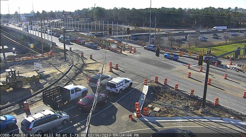 Here's a view of the Windy Hill Road at I-75 overpass on Feb. 16, 2017, about 4:30 p.m. from a traffic camera. The construction should be done by mid-March.
