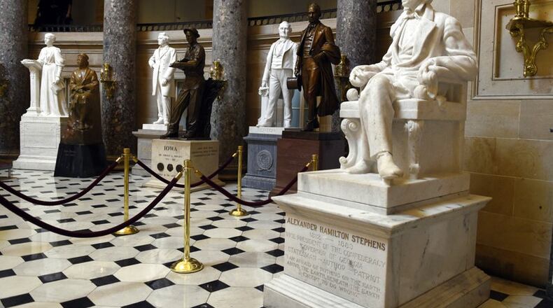 A statue of Alexander Hamilton Stephens, the Confederate vice president throughout the Civil War, is on display in Statuary Hall on Capitol Hill in Washington.