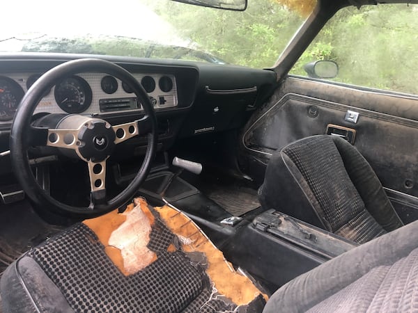 A view of the inside of Joe Gransden's beloved Trans Am when it was found beneath a tree in Arab, Alabama.