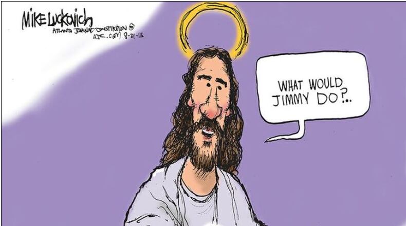 Mike Luckovich’s Aug. 21 cartoon in The Atlanta Journal-Constitution struck a nerve with some readers. (Mike Luckovich, The Atlanta Journal-Constitution)