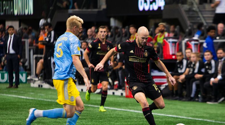 Andrew Gutman (right) thinks he can build off last season, when he had four goals and two assists in 25 appearances for Atlanta United. (CHRISTINA MATACOTTA / FOR THE ATLANTA JOURNAL-CONSTITUTION)