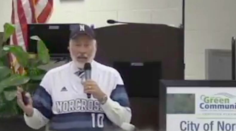 Norcross Mayor Buck Johnson delivers the 2017 State of the City address. Courtesy City of Norcross