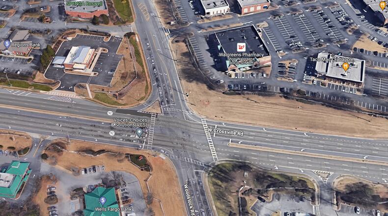 Roswell has signed a contract for construction materials testing services for the Ga. 92/W. Crossville Road at Woodstock Road/King Road project. (Google Maps)
