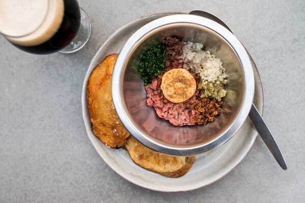 Dry Aged Beef Tartare with Russian dressing and caraway vinegar. Photo credit- Mia Yakel.