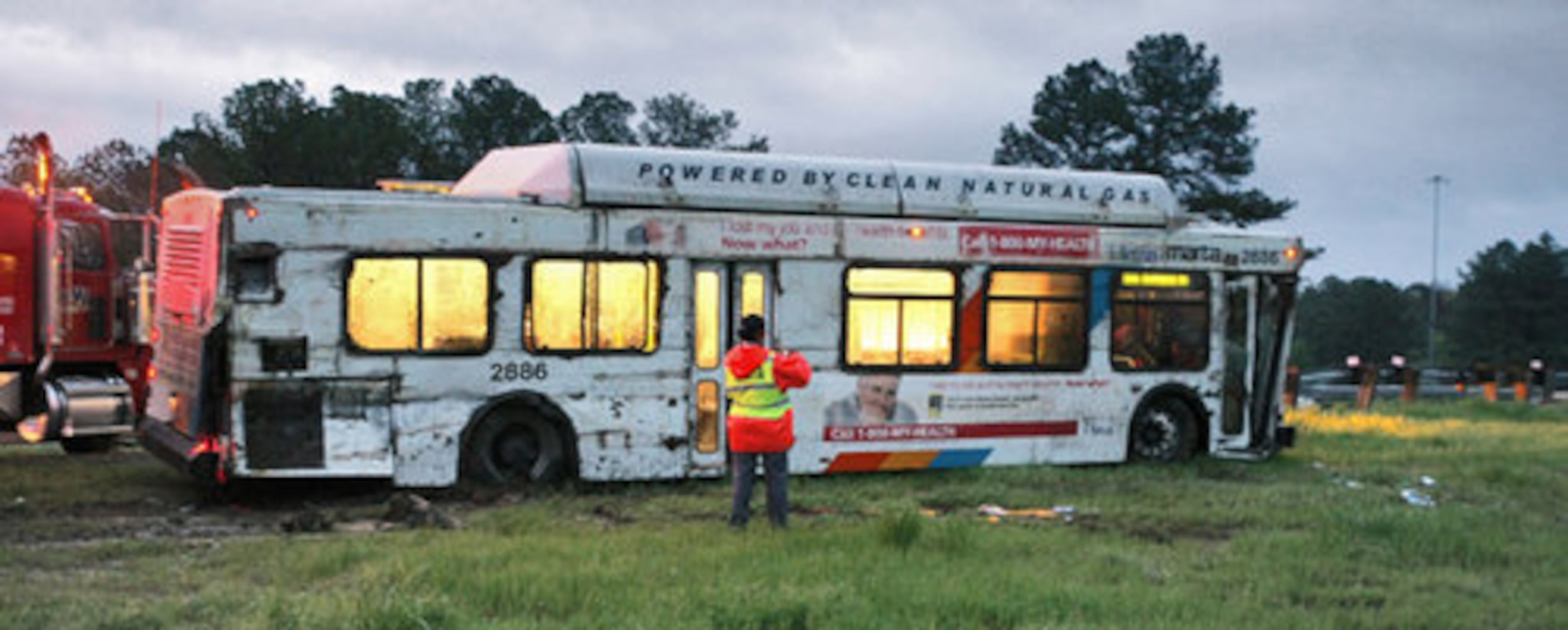 MARTA bus overturns on interstate ramp