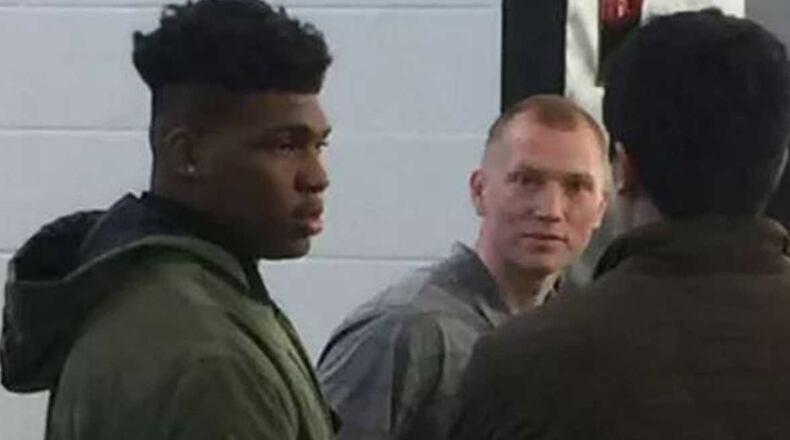 Trent Thompson from UGA's indoor facility on Wednesday,  observing Pro Day.