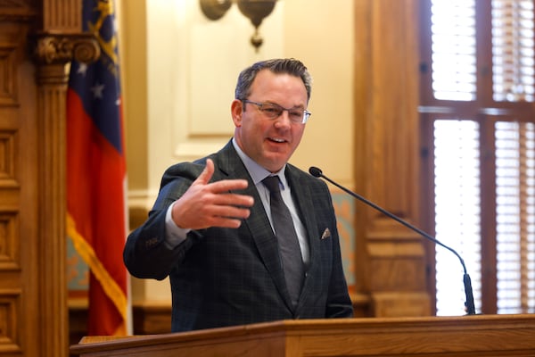 Lt. Gov. Burt Jones, seen here presiding over the state Senate during a special session last month. (Arvin Temkar/AJC)