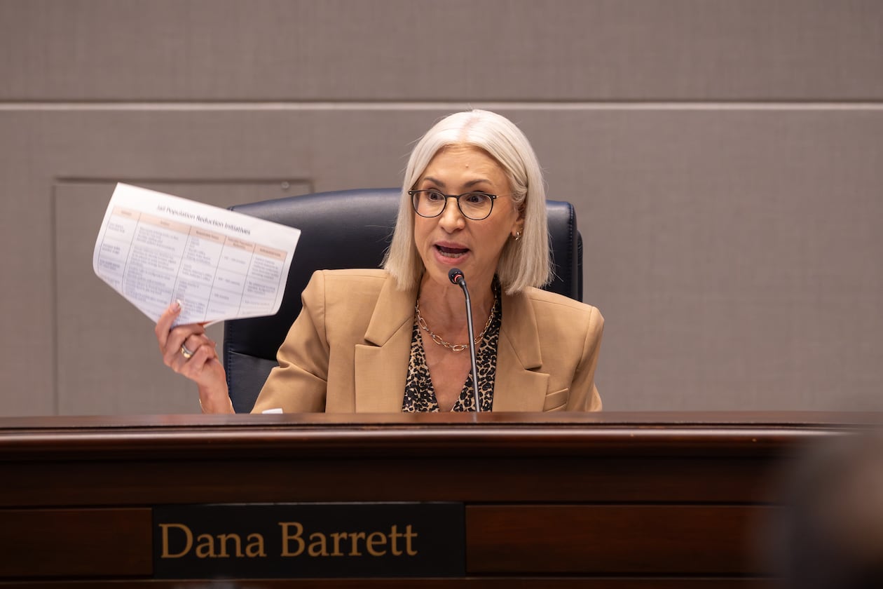 Fulton County Commissioner Dana Barrett said an unusually high number of land packages led to a delay in certifying the 2026 tax digest. Officials are asking a judge to grant a temporary collection order so they can pay bills, including employees' salaries. (Ben Hendren for the AJC)