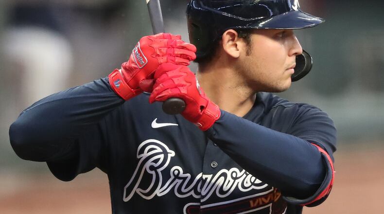 071820 Atlanta: Atlanta Braves Alex Jackson bats in an intrasquad game on Saturday, July 18, 2020 in Atlanta.   Curtis Compton ccompton@ajc.com