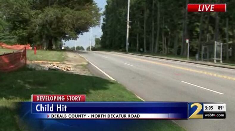 A 7-year-old was hit by a car while attempting to cross four lanes of traffic, police told Channel 2 Action News.