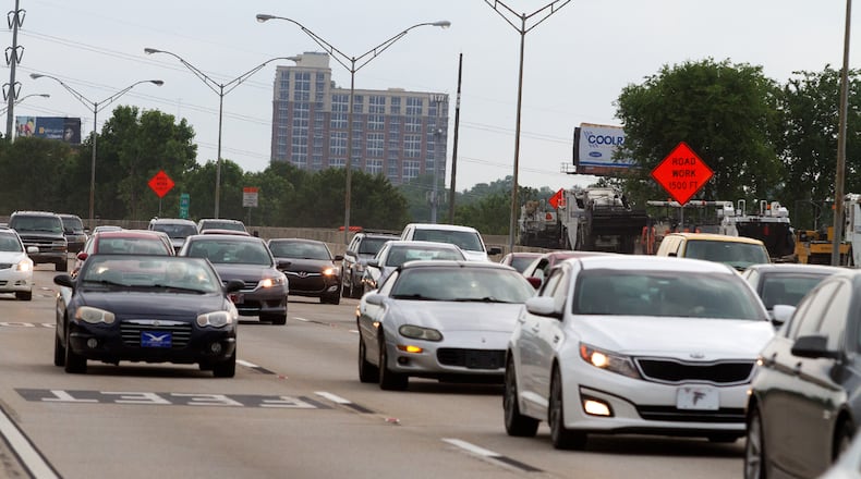 Cars drive over the recently opened northbound lanes of I-85 in Atlanta on Friday evening, May 12, 2017. STEVE SCHAEFER / SPECIAL TO THE AJC