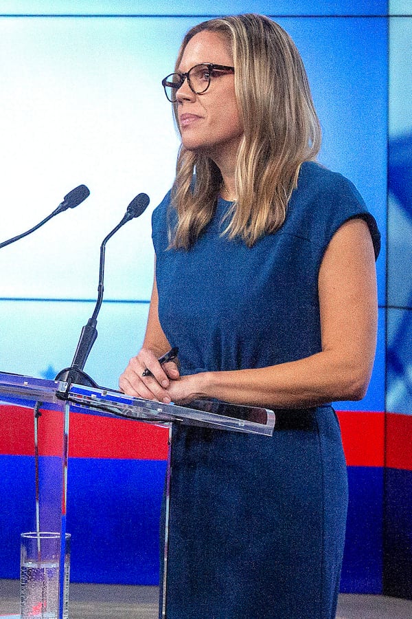 FILE - Dr. Annie Andrews, Democratic candidate for South Carolina's 1st Congressional District, debates Rep. Nancy Mace, R-S.C., on Oct. 19, 2022 in Charleston, S.C. (Brad Nettles/The Post And Courier via AP, File)