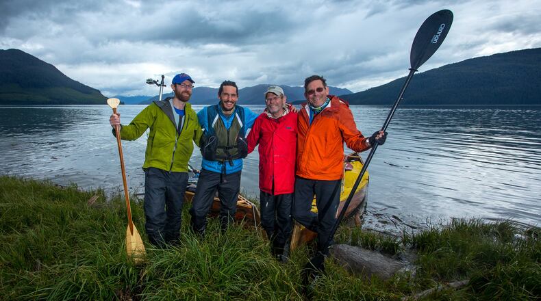 Brothers Ben and Nate Dappen, left, with their uncle Andy Dappen, second from right, and their father Alan Dappen during their summer 2017 canoeing trip up Alaska's Inside Passage. (Nate Dappen)