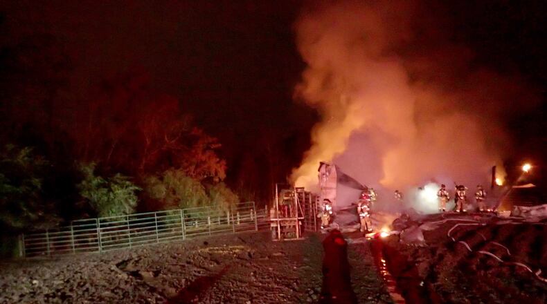 A barn fire in the 3900 block of P Davidson Road in east Hall County killed 17 cows Friday.