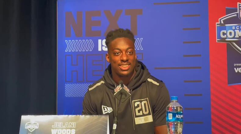 Woods is at the NFL scouting combine in preparation for the draft.