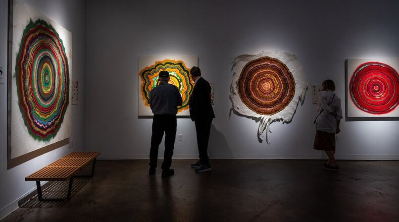 “Narratives” at Kai Lin Art, installation view of Steven L. Anderson’s "Tree Rings."