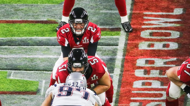 It's a game that most Falcons fans want to forget - and a game that has become the subject of memes, trolls and souvenir gifts in the New England area after the Patriots rallied from a 28-3 second-half deficit. John Spink/jspink@ajc.com