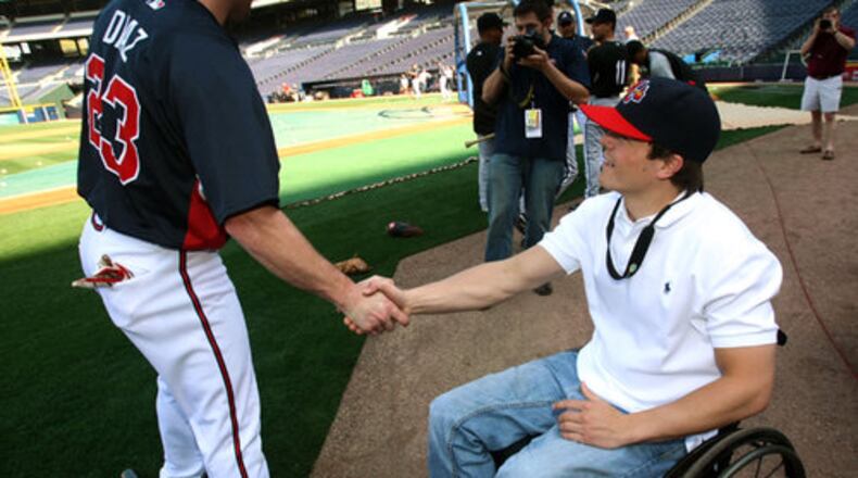 Former Georgia second baseman Chance Veazey, who was the Braves' honorary captain at a game, has been paralyzed from the waist down since his motor scooter collided with a car in Athens.