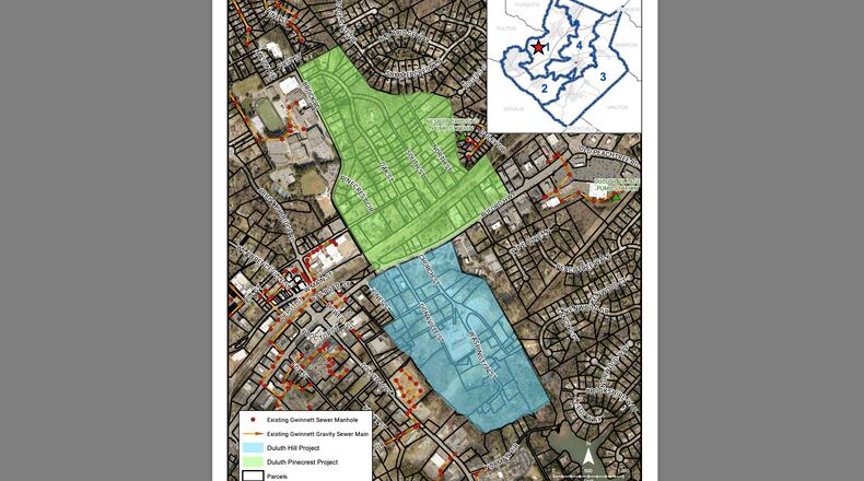 Duluth recently approved an agreement with Gwinnett County to bring sanitary sewer to the Pinecrest and Hill communities using these American Rescue Plan Act of 2021 funds. (Courtesy City of Duluth)