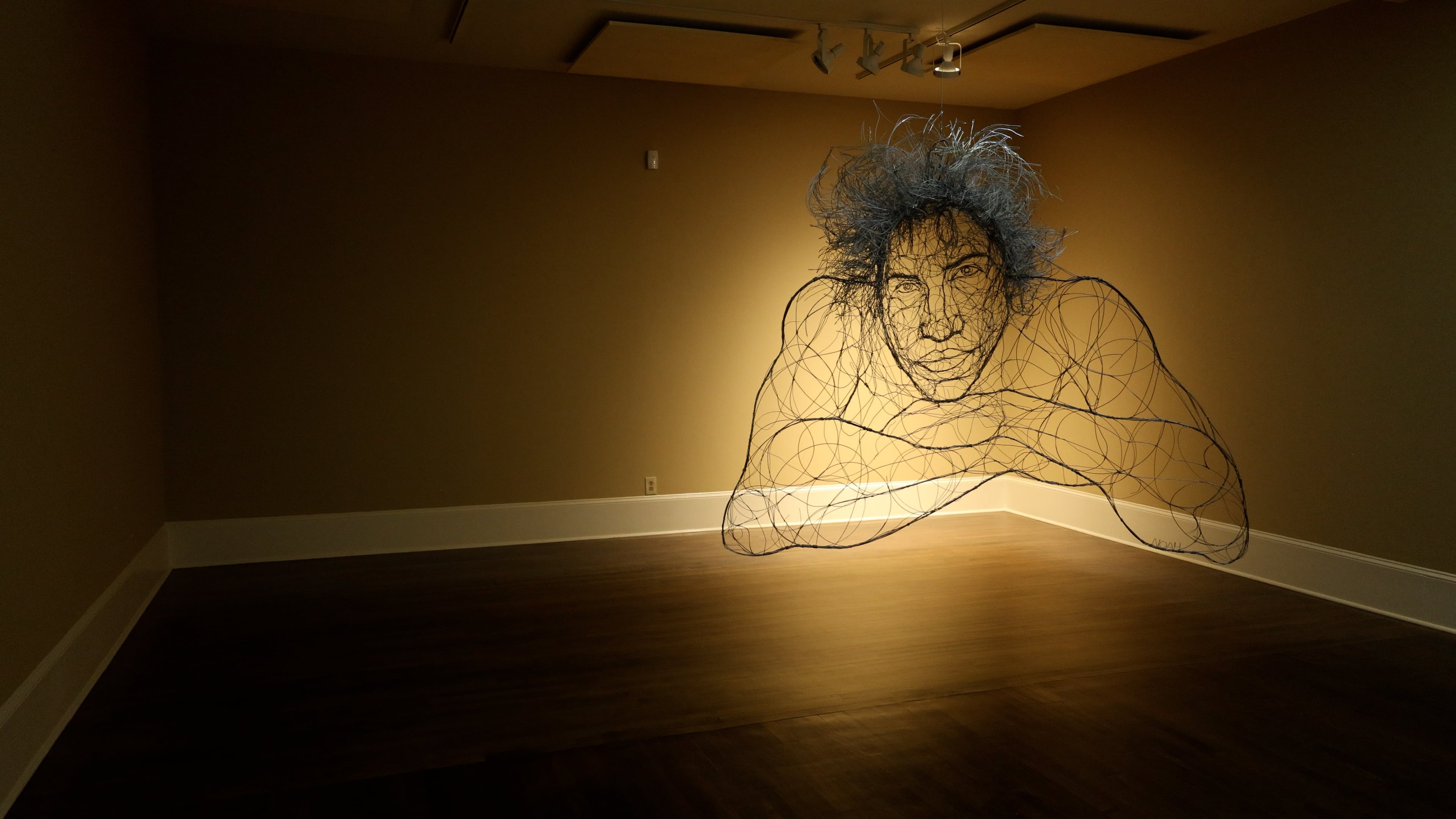 "Sheltering In: En Vie," a wire art portrait on view at Marietta Cobb Museum of Art, took artist Noah James Saunders a year to create. (Courtesy of Pound Media)