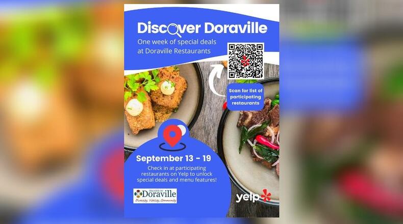 This is a promotional flyer for the inaugural “Discover Doraville” restaurant week.