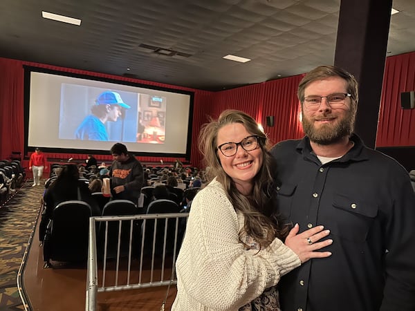 Maggie and Warren Van Nuys drove from Cleveland, Georgia to see the "Stranger Things" series finale Dec. 31, 2025 at the Tara where her mom had her first date 55 years ago. RODNEY HO/AJC