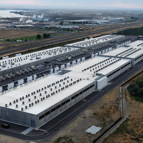 FILE - Amazon Web Services data center is visible on Aug. 22, 2024, in Boardman, Ore. (AP Photo/Jenny Kane, File)