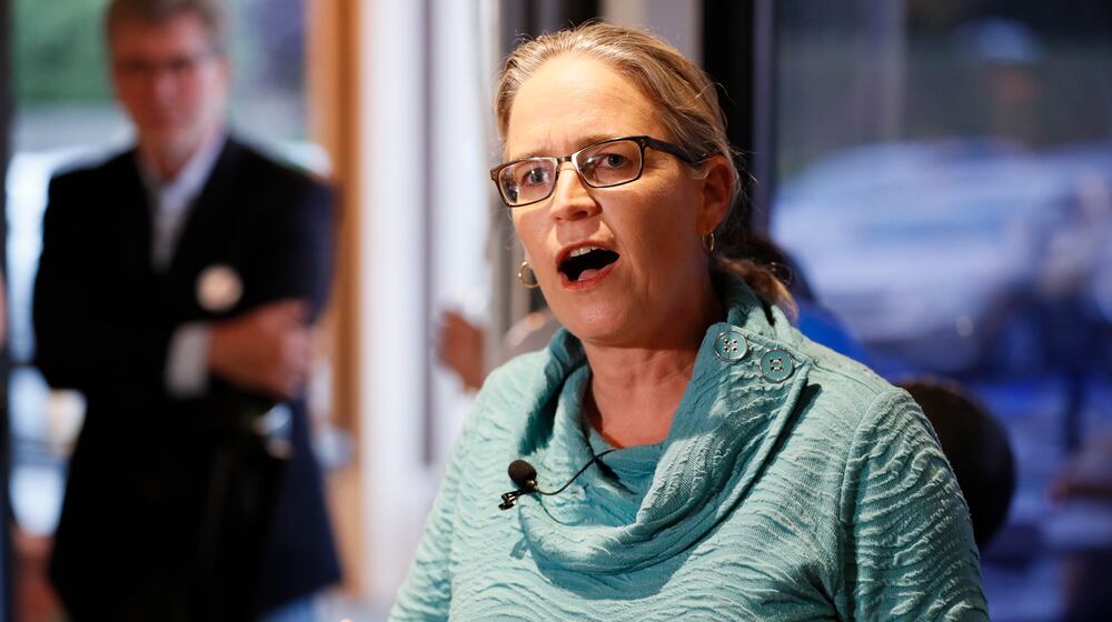 In an interview on the AJC's "Politically Georgia" podcast, former U.S. Rep. Carolyn Bourdeaux said Democrats need to focus on a unifying message heading into the 2026 midterms. (Miguel Martinez/AJC)