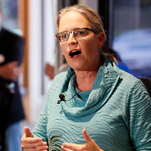 In an interview on the AJC's "Politically Georgia" podcast, former U.S. Rep. Carolyn Bourdeaux said Democrats need to focus on a unifying message heading into the 2026 midterms. (Miguel Martinez/AJC)