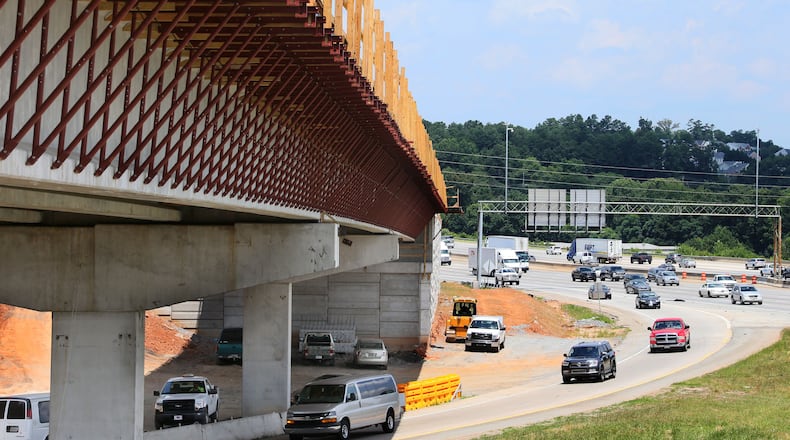 View of the express lane bridge over the Canton Road Connector. I-75 is to the right. BOB ANDRES / BANDRES@AJC.COM