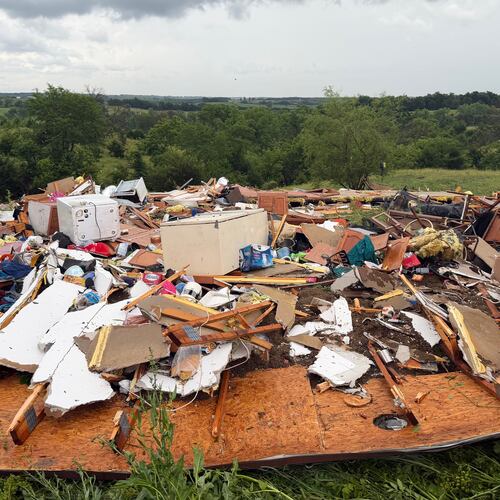 This photo provided by Kylie Rouse shows the remnants of Shane and Jimmie Tipton's home in Unionville, Mo., Wednesday, June 10, 2026, after a tornado struck. (Kylie Rouse via AP)