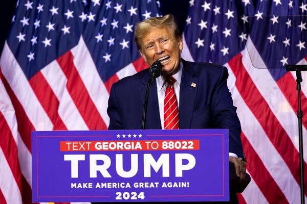 Former President Donald Trump continues to spread the myth of a stolen 2020 election and maintains that Fulton County's investigation into election interference, resulting in charges against him and 18-co-defendants, is a "with hunt." (Arvin Temkar / arvin.temkar@ajc.com)