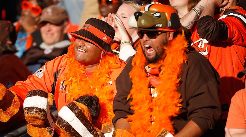 CLEVELAND, OH - NOVEMBER 01: Fans cheer on the Cleveland Browns while they play the Arizona Cardinals at FirstEnergy Stadium on November 1, 2015 in Cleveland, Ohio. During the 2016 season, some fans are raising money for a Browns 0-16 Perfect Season Parade. (Photo by Gregory Shamus/Getty Images)
