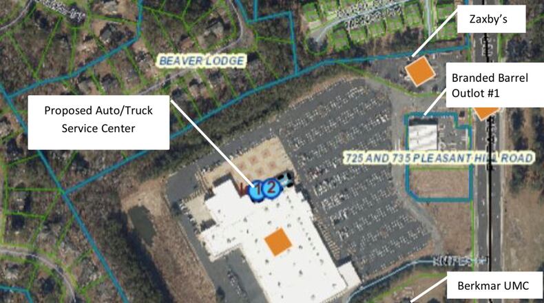 Lilburn has approved the development of an auto/truck service center at the Plaza Las Americas mall at 733 Pleasant Hill Road. (Courtesy City of Lilburn)