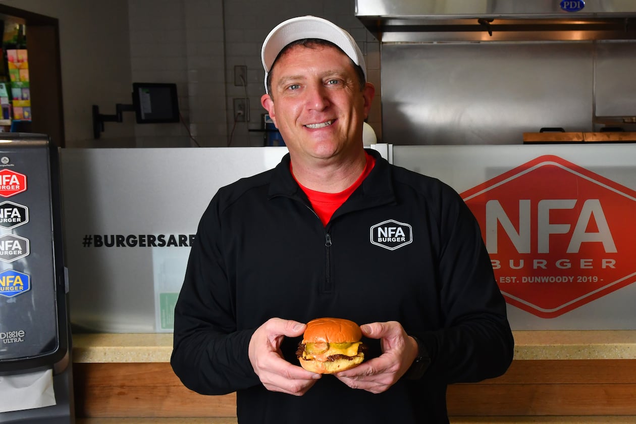 Billy Kramer started NFA Burger in a Chevron gas station/convenience store in Dunwoody. (AJC 2023)