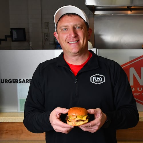 Billy Kramer started NFA Burger in a Chevron gas station/convenience store in Dunwoody. (AJC 2023)