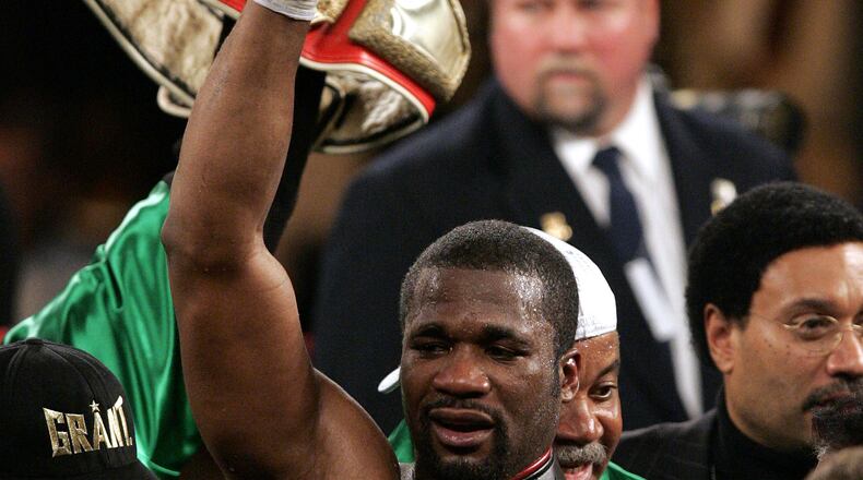 O’Neil “Supernova” Bell celebrates after defeating Jean-Marc Mormeck by knockout during their undisputed cruiserweight championship fight Saturday, Jan. 7, 2006, at Madison Square Garden in New York. (AP Photo/Julie Jacobson)