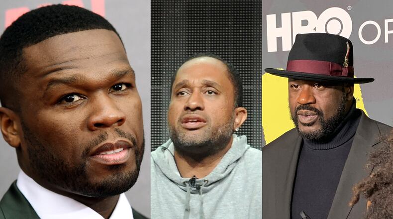 A trio of heavyweight Black media moguls 50 Cent, Kenya Barris and Shaquille O'Neal are reportedly seeking to buy BET from Paramount, joining other suitors such as Diddy, Tyler Perry and Byron Allen. AP/RODNEY HO/rho@ajc.com