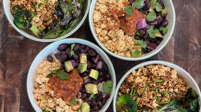 Spicy lime-y tofu is the base for these very different, yet equally delicious, rice bowl options. (Kellie Hynes for The Atlanta Journal-Constitution)