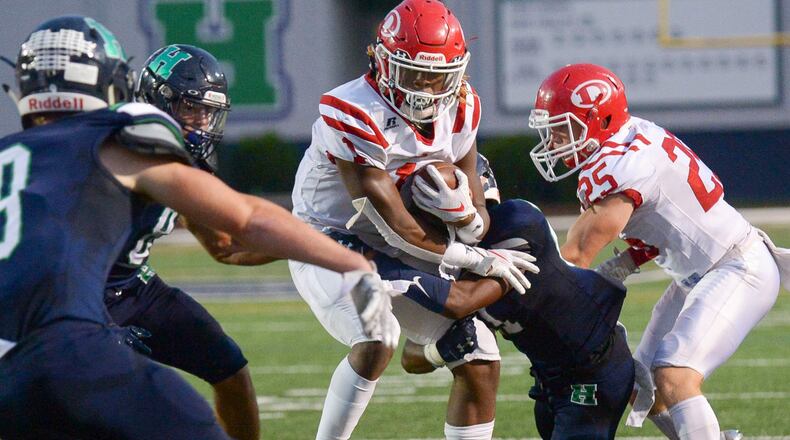 Dalton running back Jahmyr Gibbs (1) runs the ball during Friday's game. (Daniel Varnado/Special)