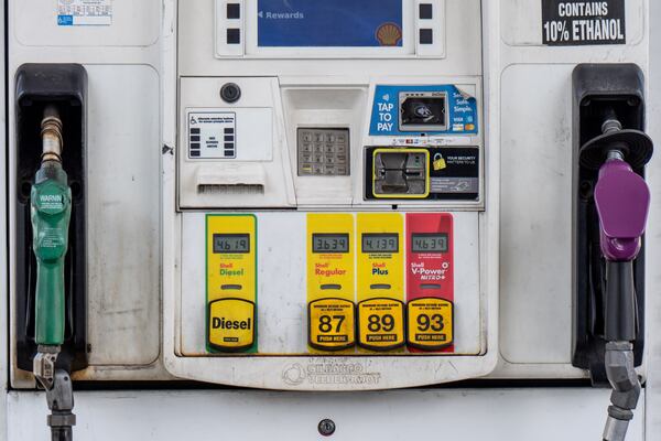 Gas prices at a station on Donald Lee Hollowell Parkway in Atlanta on Monday, June 22, 2026.  (Ben Hendren for the AJC)