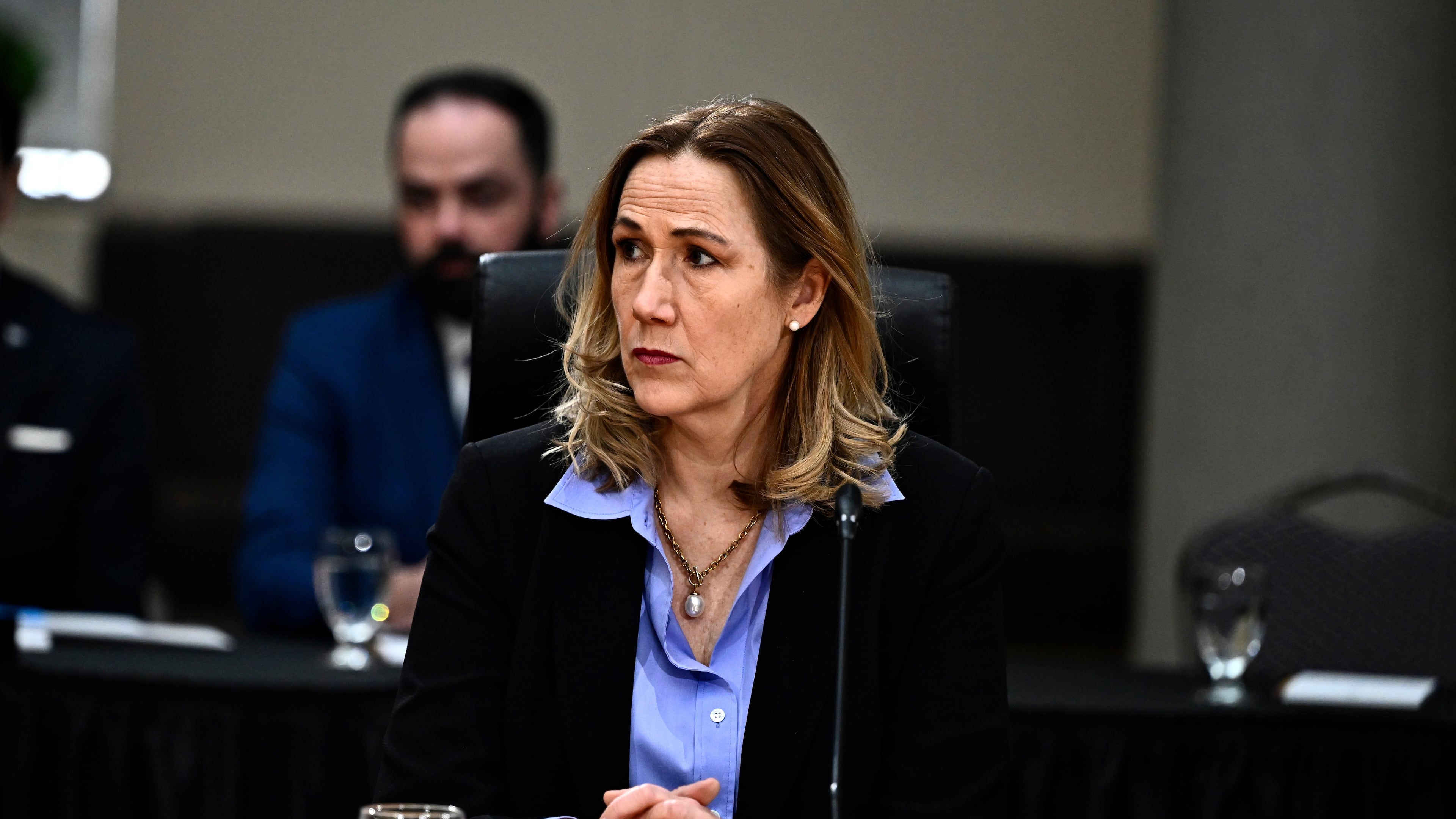 FILE - Ambassador of Canada to the U.S. Kirsten Hillman listens during a First Ministers' meeting in Ottawa, Ontario, Jan. 15, 2025. (Justin Tang/The Canadian Press via AP, File)