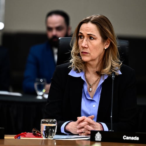 FILE - Ambassador of Canada to the U.S. Kirsten Hillman listens during a First Ministers' meeting in Ottawa, Ontario, Jan. 15, 2025. (Justin Tang/The Canadian Press via AP, File)