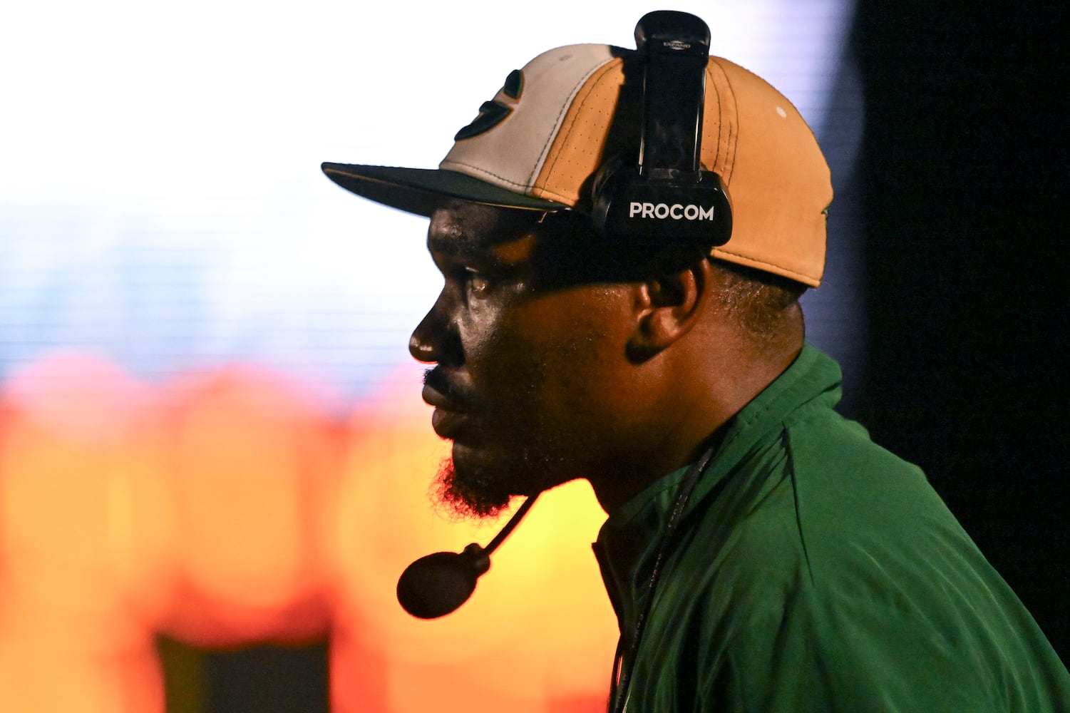 Grayson head coach Santavious Bryant watches the on-field action during the second half of play Friday, August 15, 2025. (Daniel Varnado for the AJC)