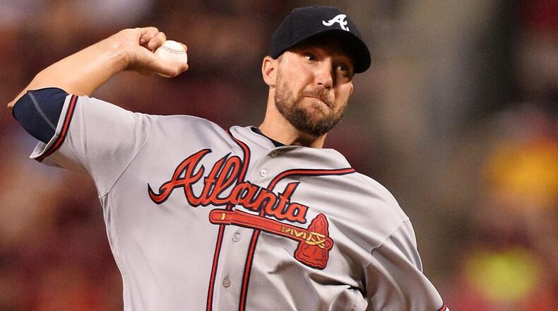 Braves reliever Jim Johnson has Achilles tendinitis and stayed back in Atlanta during the Braves’ series at Washington. (Getty Images)