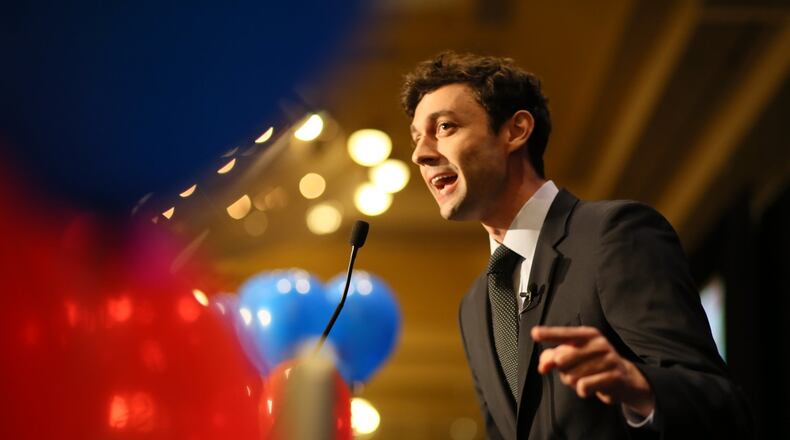Around midnight on April 18, Jon Ossoff spoke in front of dozens of his supporters during the Election Day Watch Party at the Crown Plaza in Dunwoody. He is now in a runoff election contest against Republican Karen Handel.