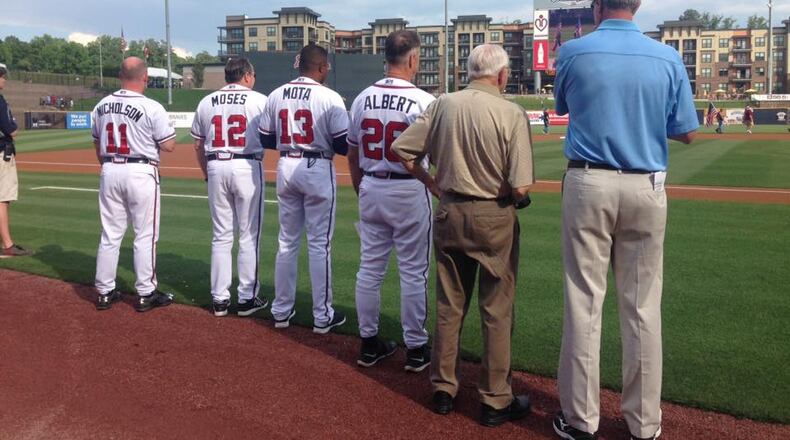 Gwinnett Braves honor World War II veteran Melvin Plate during 2016 Memorial Day game.