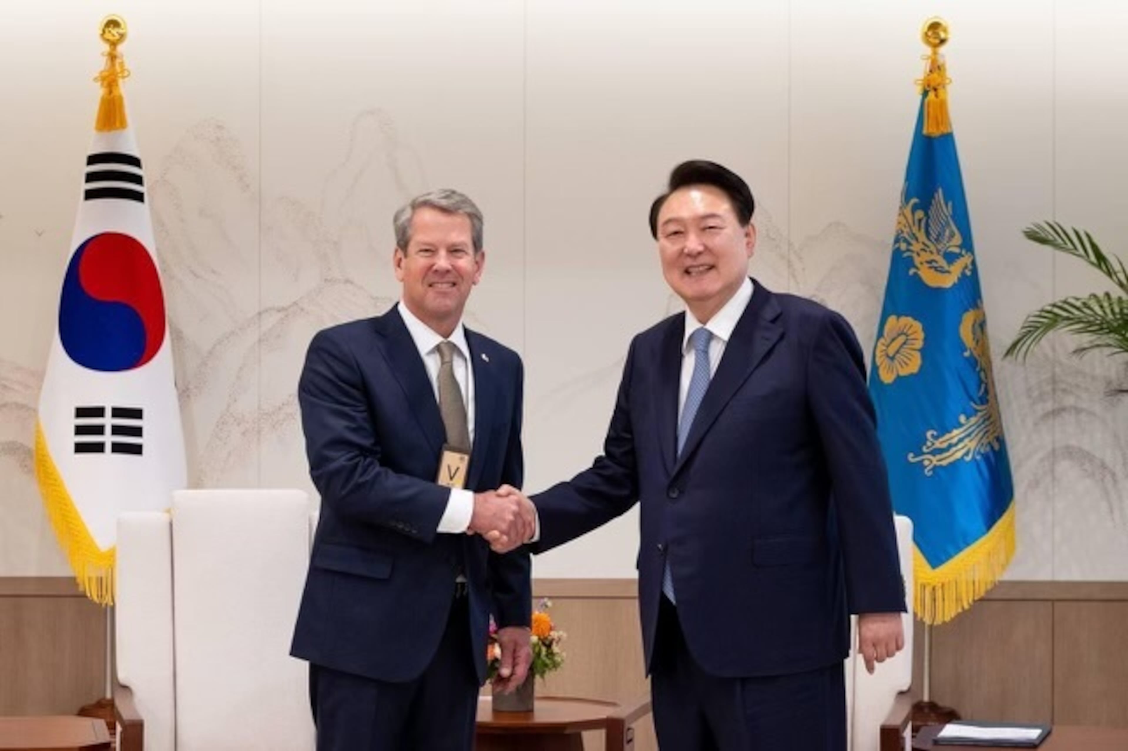 Gov. Brian Kemp met with then-South Korean President Yoon Suk Yeol during a trade mission to South Korea in 2024.