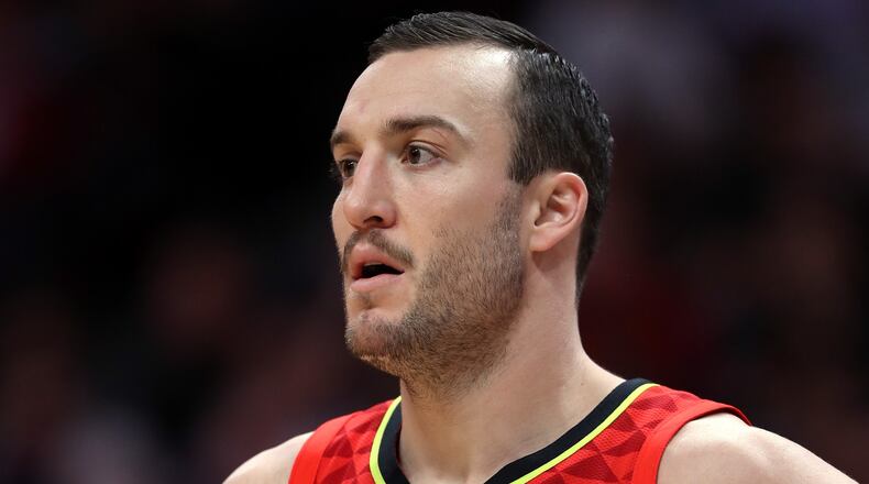 Miles Plumlee of the Atlanta Hawks plays the Denver Nuggets at the Pepsi Center on Nov. 15, 2018 in Denver, Colorado.